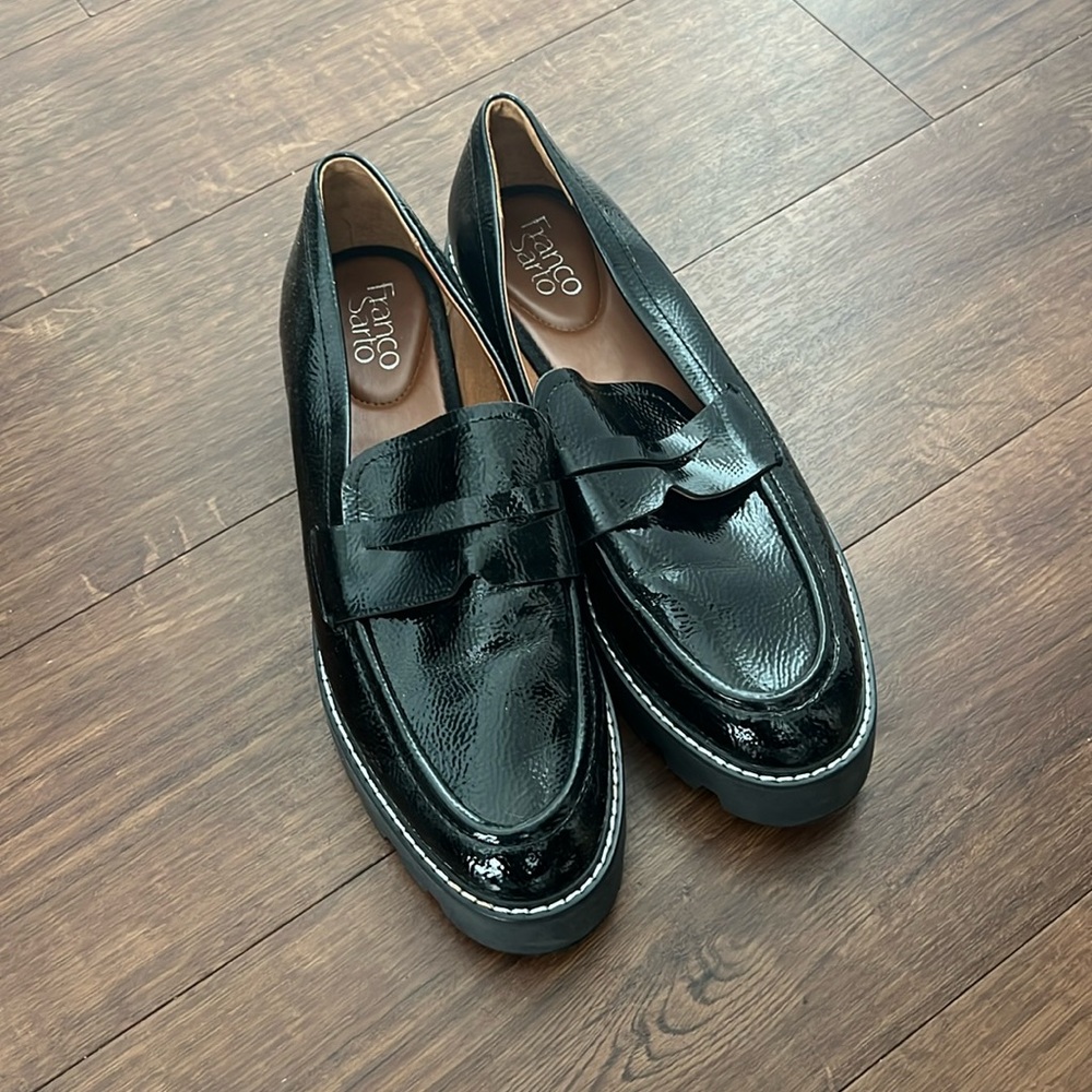 Franco Sarto Black Platform Loafers